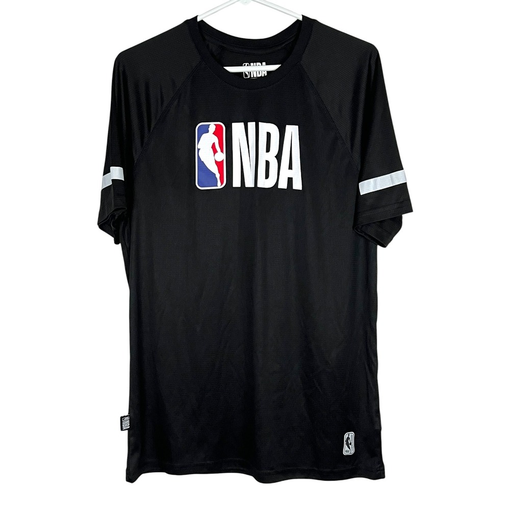 NBA Men's Black Performance Logoman Raglan Basketball Shirt - Size Medium